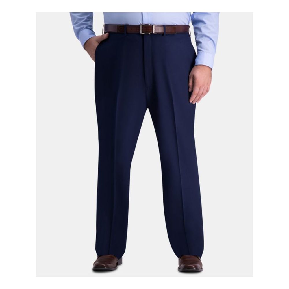 J.M. HAGGER Mens Navy Flat Front, Classic Fit Stretch Pants 54W/ 30L